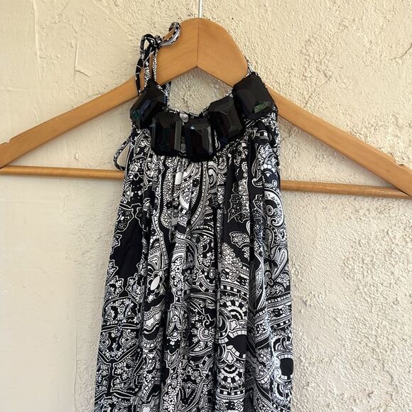 Paisley Print Halter Neck Backless Dress Women Size Small - Picture 2 of 5